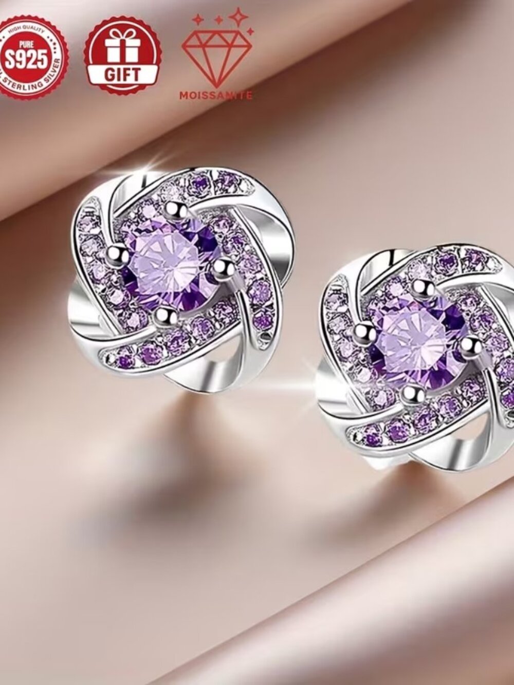 Amethyst Earrings - Pierced - New